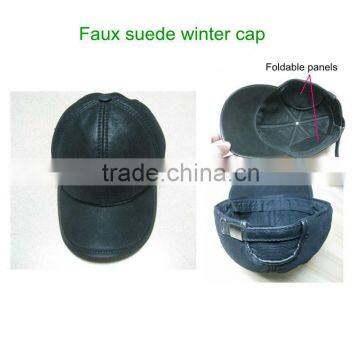 Cool 6 panel winter hat leather baseball cap