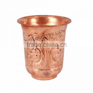 Handmade Pure Copper Glass Cup 350 ML for Home Hotel Good Health water Yoga, Ayurveda Drinkware