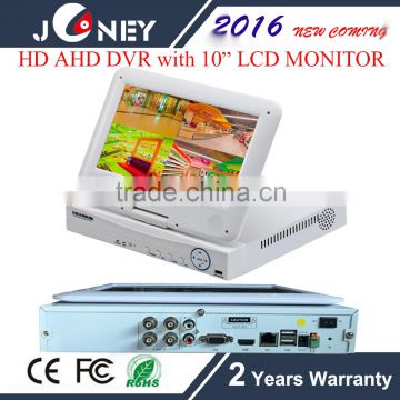 2016 new coming 4 CHANNEL HD AHD DVR with 10" LCD MONITOR