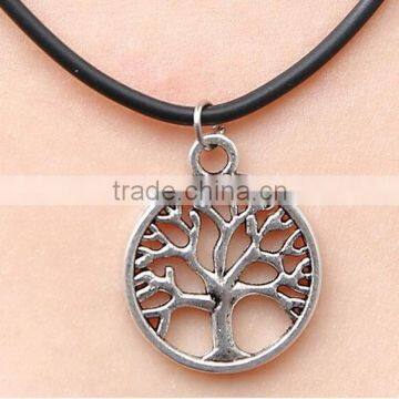 3.0mm Black adjustable vintage tree of life rubber necklace