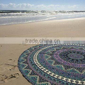 Indian Mandala Round Tapestry Cotton Ethnic Blanket Boho Roundie Hippie Beach Throw Towel