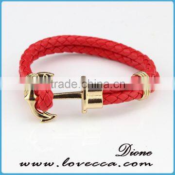 New hot sale fashion custom vintage rose gold hook band charms anchor nautical rope bracelet