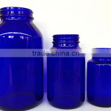 wide mouth Blue glass bottle