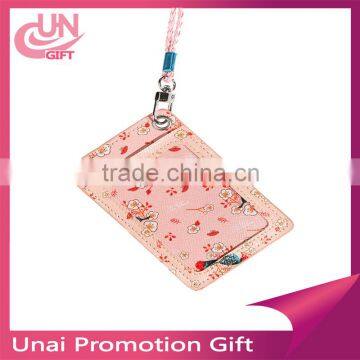 Beautiful 5 kinds of Flower Pattern With Two Card Leather Card Holder for Student