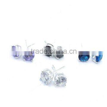 Hot Sell Simple One Stone Earring Stud Earring With High Quality CZ photo-2