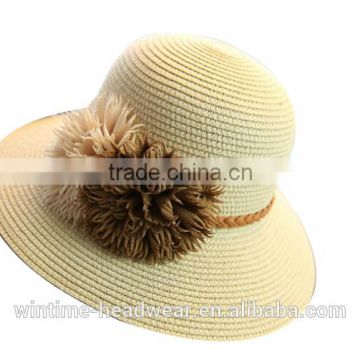 Flower Bowknot Accessory and Female Gender Cheap Wholesale Straw Hats