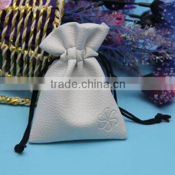 Customized Design White Faux Leather Pouch For Jewelry Packing