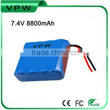 Long life Rechargeable 7.4V 8800mah 18650 Li-ion battery pack with high power