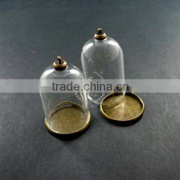 25x35mm vintage brass bronze glass tube bottle dome pendant charm settings jewelry findings supplies 1810196