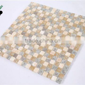 SMS04 New Product Beige Stone Mix Glass Mosaic Decorative Wall Tile Kitchen Design mosaic