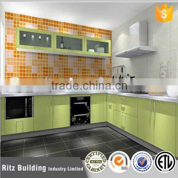 Easy install fresh green lacquer kitchen cabinet