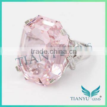 925 Sterling Silver Big Pink Diamond Ring photo-3