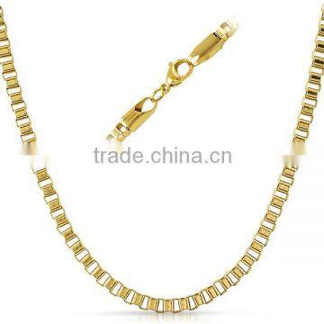 fashion style IP gold plating stainless steel gold neck chain design 4mm wide necklace for girls and boys