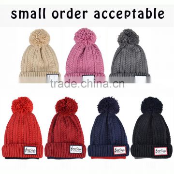 custom knitted hat with embroidery woven label logo wholesale