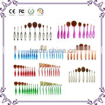 Purple/Rainbow color plastic handle eye shadow brush eye brow brush oval makeup brushes