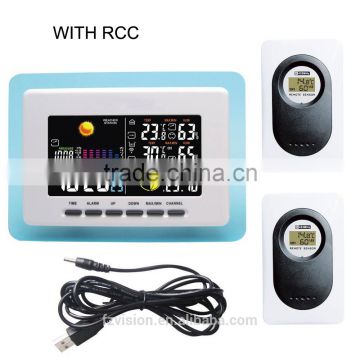 Super wireless rf rcc weather station with 2 sensors/ Weather Station with Digital Clock In/Outdoor Temperature Humidity