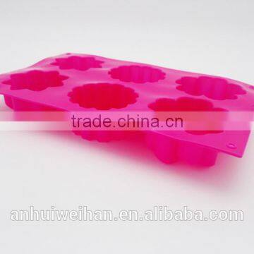 Wholesale high quality 6 Cavity Silicone Flower Soap Mold