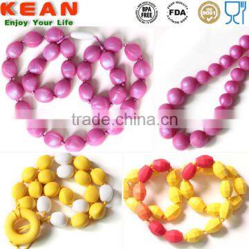 China BPA Free jewellery Silicone Baby Teething Necklaces