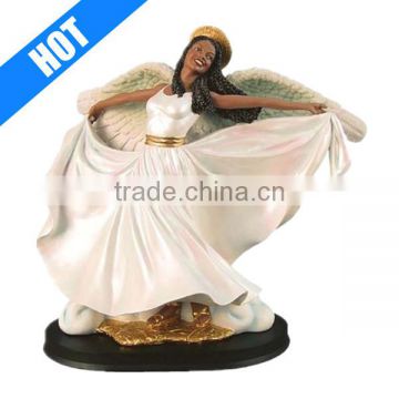 customized handmade painted decorative resin dancing angel figurine