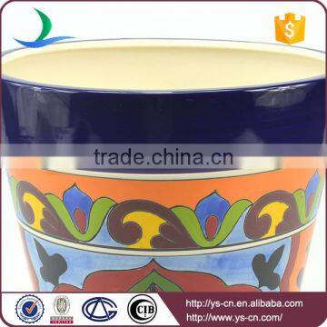 YSfp0007-02 Hand Print Ceramic Standing Flower Pot Rack for Garden photo-2