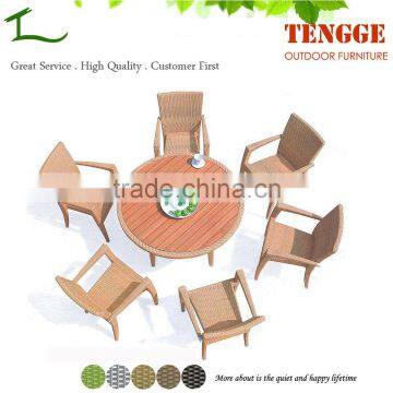 YH-5131 6 seater dinner set wood plastic rattan wicker outdoor furniture