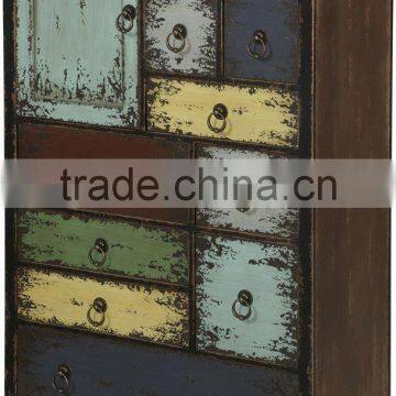 metal frame colorful drawers Antique living room cabinets