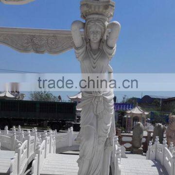 Hand Carved White Marble Statue Design Long Gazebo photo-3