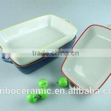 Colorful Cute Ceramic Bakingdish Rectangular Baking Dishes Stoneware Bakeware With Handles photo-2