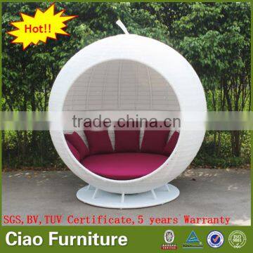 Hotel Outdoor Furniture Poolside Big Bed White Rattan Apple Sunbed photo-2