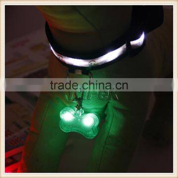 NEW BLUE LED BONE SHAPE DOG TAG SAFETY COLLAR PET LIGHT NECK FLASH CAT HI VIZ photo-2