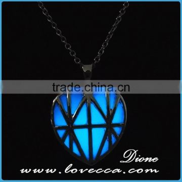 Nigh light Magical Aqua Blue Hallow Heart pendant luminous