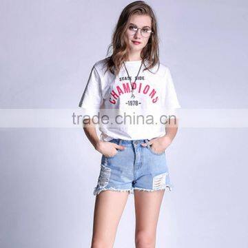 2017 New Fashion Jeans Girls Sexy Patch Holes Denim Shorts For Women photo-2
