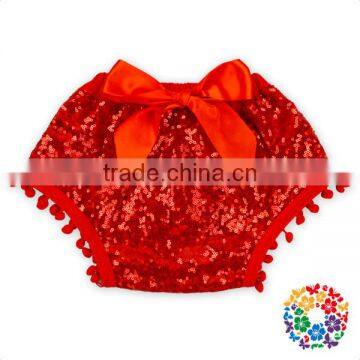 Royal Blue Cotton Sequins POM Pom Bow Diaper Covers for Baby Baby Diaper Cover Bloomers photo-5