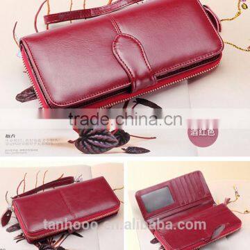 New Fashion Women Sheepskin Handbag Purse Leather Wallet Card Package Long Wallet photo-5