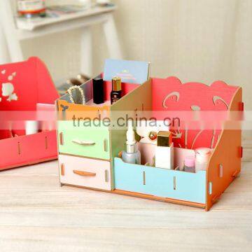 DIY panda wooden storage box desktop wooden cosmetics organizer folding cosmetic organizer