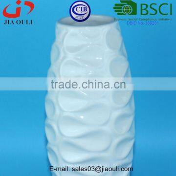 BSCI Audit Factory Wave Patterned Glazed White Ceramic Vase, High Ceramic Decorative Vase photo-2