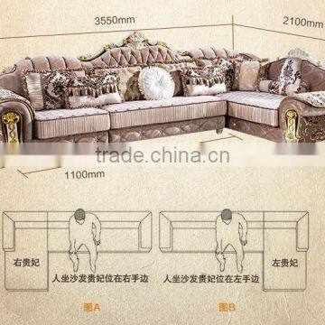 M878 Living Room Furniture Classical Solid Wood Frame Fabric Sofa/fabric Big Corner Sofa photo-4