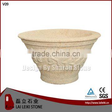 Simple Design Natural Stone Carved Antique Plant Pot Stone
