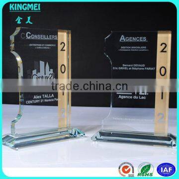 Glass Crystal Blue Super Star Awards Trophy With Blank Black Base For Customized photo-4