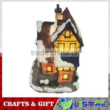 Resin Lighted Christmas Decoration House With Music photo-2