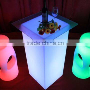 led light stand up bar tables, high bar cubic table with led light