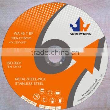 4" 100x1x16mm Super Thin Flat Resin Bonded Reinforced Cutting Wheel for Stainless Steel