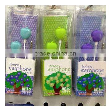 fruit earphones Headphones 3.5MM BASS MP4 MP3 1 earphone