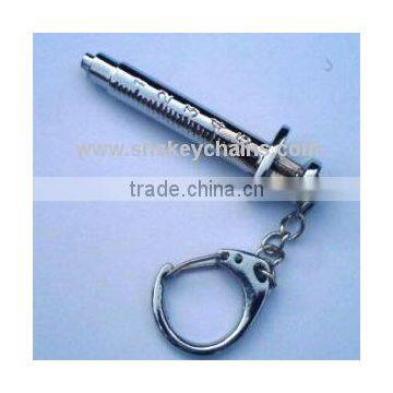 Syringe Keychain, Chrome Plated