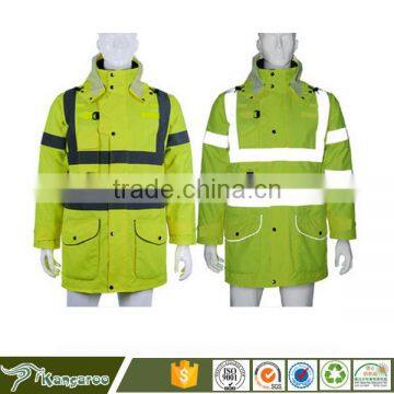 Polyester Fabric With PVC Coating High Visibility Reflective Rain Coat