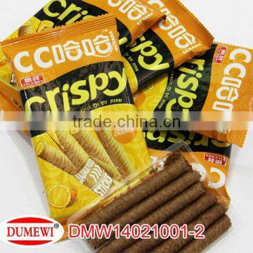 6 Pack Wafer Biscuit Orange Flavored Filling Roll Stick