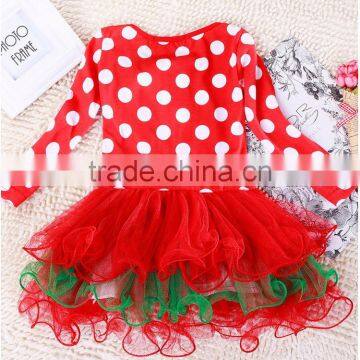 2015 New Christmas Girls Dress Long-Sleeve Dot Dresses Kids Cotton Children's Christmas Gift Party Costume Princess Dress photo-3