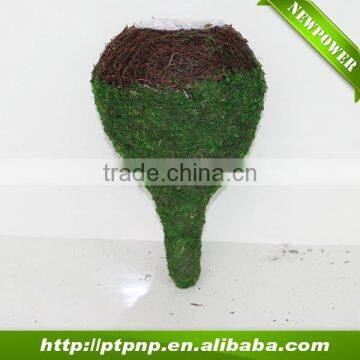 green handmade hanging decorative moss flower baskets and planters