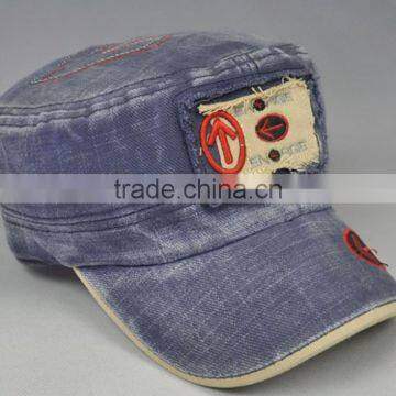 Shabby Denim Army Caps Custom Washed Military Hats With Your Own Design