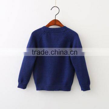 Wholesale Navy Blue Color v Neck Cotton Babies Knitting Sweater Designs photo-2